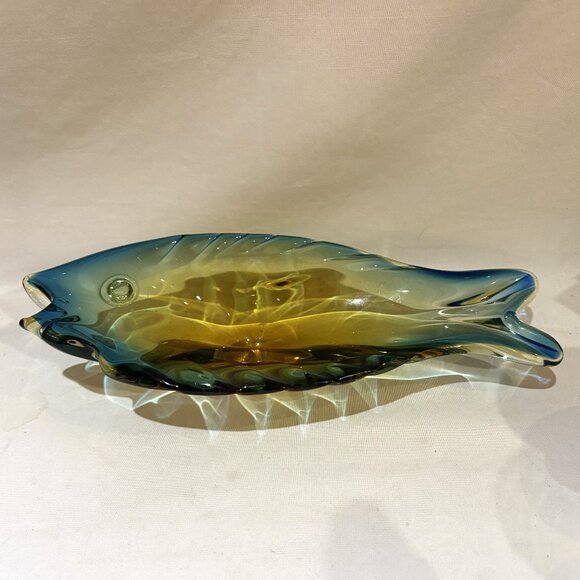 Vintage Murano Hand Blown Art Glass Fish Bowl Candy Dish